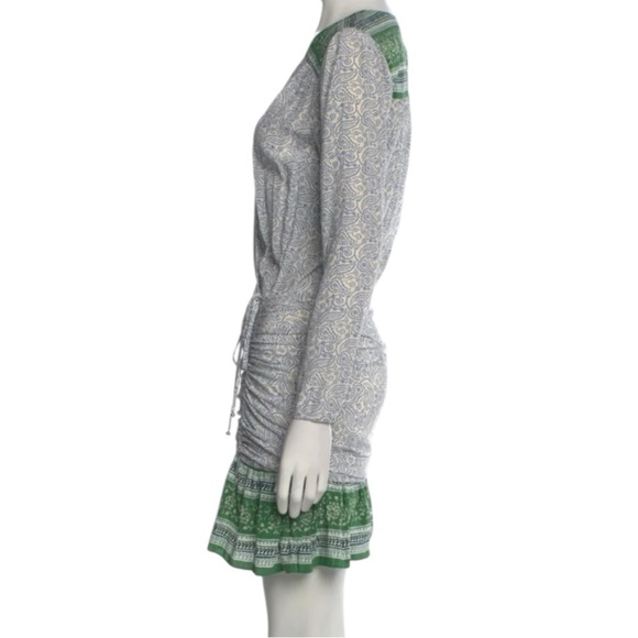 VERONICA BEARD Silk Dress w/ Ruched Skirt in Gray/Green Accents Size 2 - Picture 2 of 9